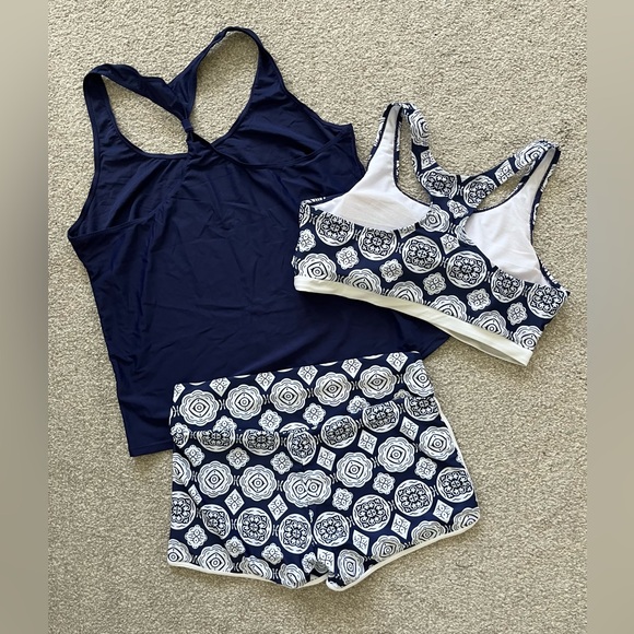 NWOT 3 Piece Swim Set. Na y Blue and White Size XL. Unknown Brand. - Picture 2 of 5